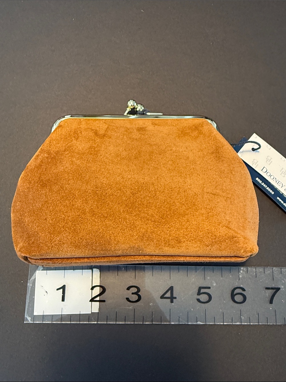 Dooney & Bourke Tan Suede Small Kiss-Lock Coin Pouch New - Picture 5 of 10